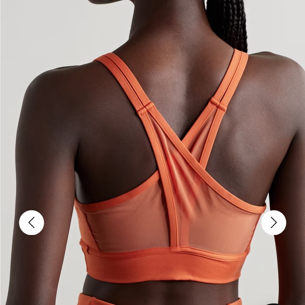 Le Ore Portofino mesh-trimmed recycled stretch sports in Brick Orange